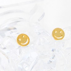 miniart 女款14K包金針式微笑耳環 Happiness