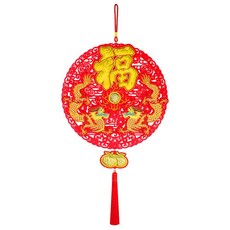 摩達客 質感刺繡雙龍獻瑞黃福金桔流蘇掛飾吊飾, 紅色