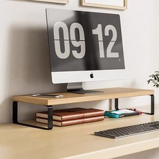 맙소샵 튼튼 철제다리 1단 슬림 모니터받침대 40cm HR2615, 오크블랙