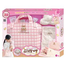 韓國 ONE&ONE 娃娃照護午睡包, 1個, 粉色格紋 + 米色點點