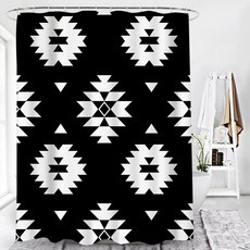 Market A 黑白圖案浴簾 TYPE16 150 x 180 cm, 1個