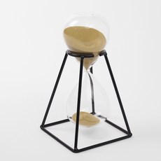 玫瑰金架玻璃沙漏 30分鐘, 黑色（框架），金色（沙色）