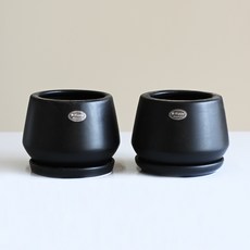 Garden in the City 現代圓形梯形花盆 1號 2入, 黑色, 2個
