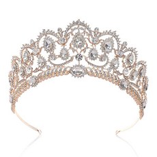 Estella 自助婚紗水晶髮帶皇冠 akf711, 金色, 1個
