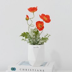 도시정원 양귀비 조화 소품, 레드오렌지, 1개