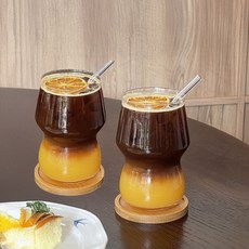 다파랑 허리 잘록 홈카페 커피 아이스음료 유리컵 650ml HJ0139, 2개
