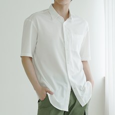 남성용 여름용 스판 세미와이드핏 반팔 셔츠