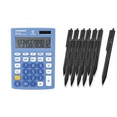 모나미 계산기 MC-102 + 볼펜 FX153 1.0mm 12p, 블랙, 1개