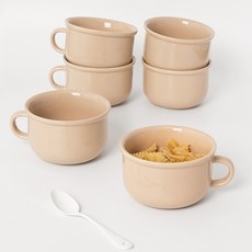 ROUND N FLAT Rocoliving 簡約圓形麥片馬克杯, 6個, 穀物色