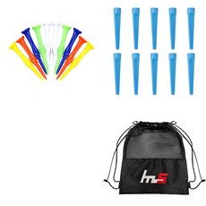 NAYASTYLE 塑膠高爾夫長釘 GFYP-181 10入 + 塑膠高爾夫長釘 185-2PU 10入 + 收納袋套組, 隨機出貨(GFYP-181), 藍色(185-2PU)