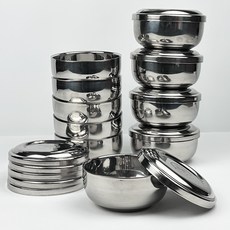 Hekins 雙層不鏽鋼餐碗含蓋組, 10組, 單色