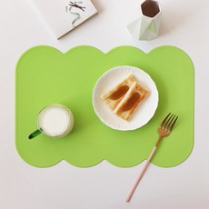 ade.l 矽膠超薄造型餐墊, 蜜瓜綠, 388*267*1.8mm, 1個