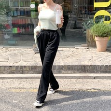 토마토팩토리 여성용 버블티 밴딩 와이드 조거 트레이닝 팬츠