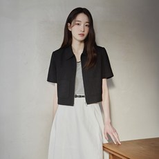 마인드브릿지 여성용 트위드 카라집업 반팔 자켓 MZJK3213