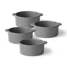 PRELUDE 素色雙柄圓形餐碗, 4個, 單品, 炭灰色