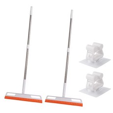 모나코올리브 먼지 깔끔 바닥 밀착 매직 와이퍼 2p + 무타공 이지 걸이 2p 세트, 1세트, 화이트(와이퍼), 혼합색상(걸이)