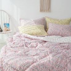 小碎花聚脂纖維薄被, 粉色