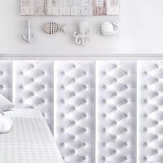 마메 인테리어 단열 시트 충격방지 접착식 벽지 폼블럭, 화이트, 4개