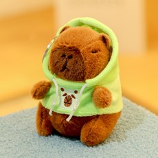 soonZAM 水豚海狸連帽T恤鑰匙圈, 12cm, 1個, 小熊綠色