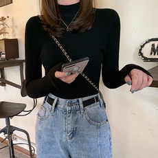 레몬소울 여성용 주리 슬림 골지 반목 니트티