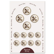 女用西裝鈕扣 十字三層組合 15mm 8入 + 21mm 4入 套組, 金白色, 1套