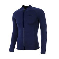 Maxim 男款素色氯丁橡膠長袖拉鍊式防曬泳衣 2.5mm, 深藍色