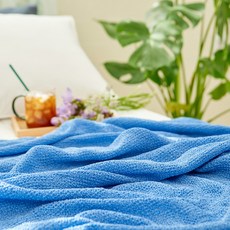 BAZAAR 華夫格人造絲薄被, 藍色