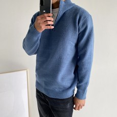 머시따 남성용 APS 도톰 반집업 하프넥 오버핏 니트 티셔츠