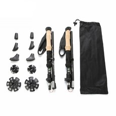 ETUDIER 摺疊登山杖 2入組, 黑色, 1個