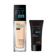 메이블린 핏미 파운데이션 30ml + 핏미 매트 프라이머 5ml 세트, 118 라이트 베이지, 1개