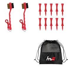 NAYASTYLE 高爾夫球桿頭清潔劑 GFYP-32-1 2入 + PE高爾夫標準球梯 169-4PU 10入 + 收納袋組合, 混合色