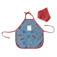 Soabe 孩童俄羅斯方塊防水圍裙 + 頭巾 + 手臂套組