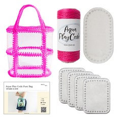 yarna 아쿠아 플레이 코드 50g + 투명 가방바닥 5p + 인쇄도안 퓨어백 DIY패키지 세트, 6핑크, 1세트