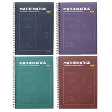 Pinkfoot 線圈數學練習本 4入, 海軍藍、紫色、綠色、酒紅色, 1套