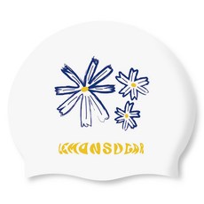 Lemon Sugar Moss Phlox 矽膠成人泳帽, 1個, 白色