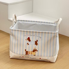 soonZAM 可愛可折疊大容量方形洗衣籃, 條紋小狗