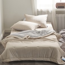 REONA 超細纖維M2四季被+枕套+保潔墊組, 米色