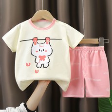 woojooi 女童夏日兔子短袖上下套裝