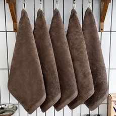From Cotton 40支精梳棉附掛環擦手巾, 棕色, 5個