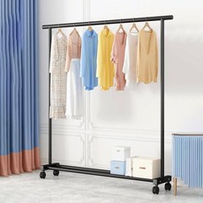 가구느낌 도도행거 철제 스탠드 이동식 옷걸이 1단 1000, 블랙