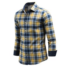 DAKUANG 男士百搭格紋長袖刷毛襯衫 C11D14_sp2387