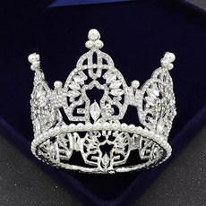 Estella H115 水晶珍珠框架皇冠 EST112, 銀色, 1個