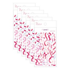 小花式五彩紙屑白色設計貼紙 PD827, 混色, 6個