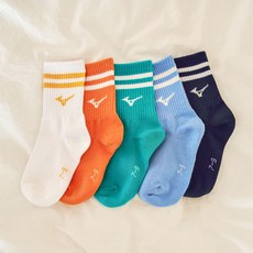 Mizuno 美津濃 兒童條紋中筒襪5雙組