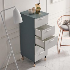 비앙스 켈른 터쿼이즈 틈새수납장 방문설치, 터쿼이즈 + 라이트그레이, 5단