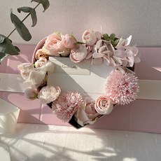 愛心零用錢盒+花+標題型訊息卡片, 粉色（錢箱），粉色（鮮花）