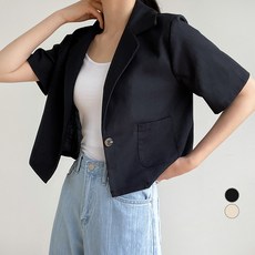 데이템 여성용 린넨 반팔 자켓