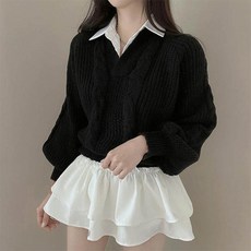 andstyle 女款 Harin 假兩件式襯衫麻花針織衫 263300