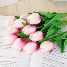 조화 홈인테리어 투톤 튤립 YT_RC055 3p, 로즈레드