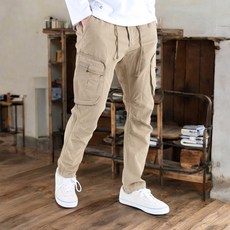 男款水洗彈性工裝束口褲 NP27